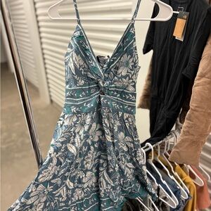 Angie Teal and White Floral Mini Dress